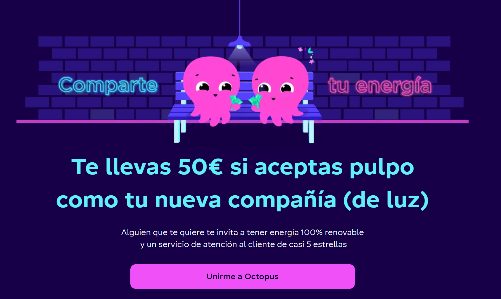 Captura de pantalla: página de suscripción Plan Amigo Octopus Energy con referralCode en la URL